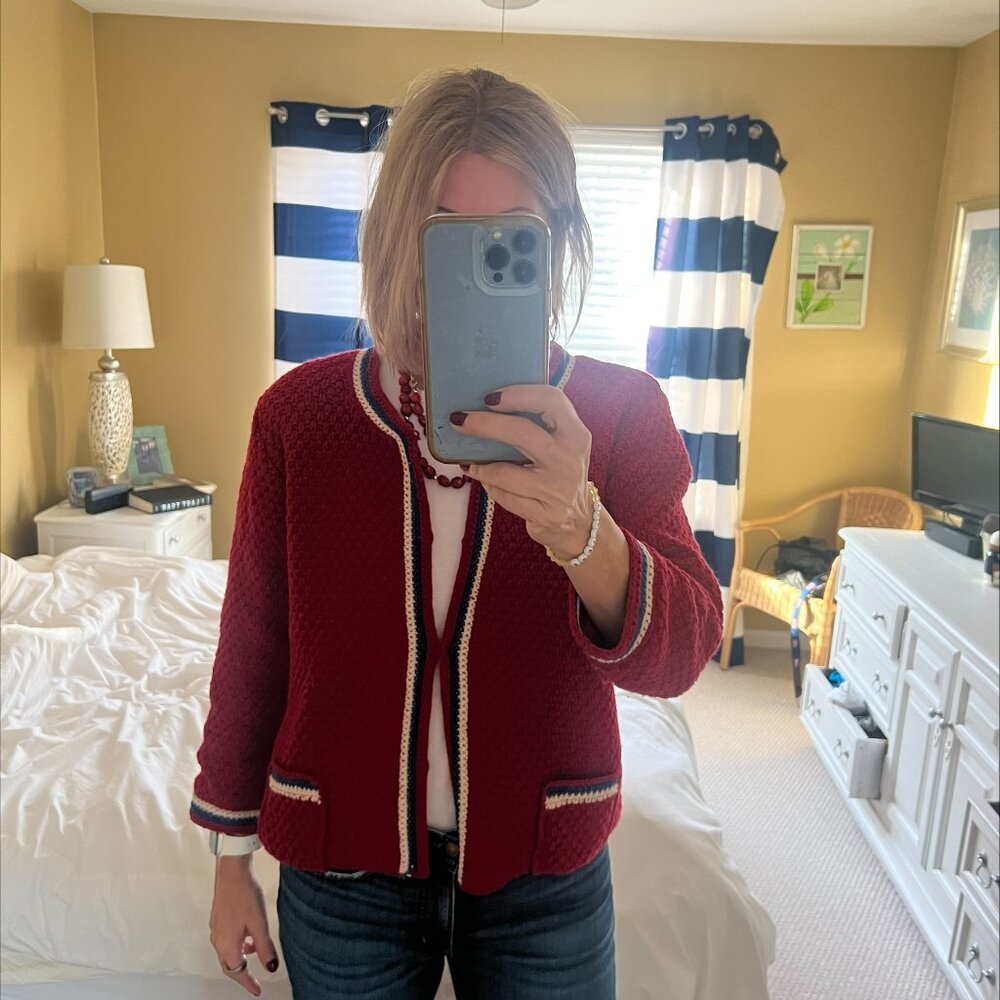 Frances Valentine Red Cardigan Sweater Size Large